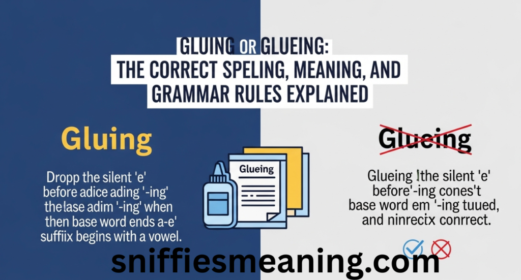 Gluing or Glueing: The Correct Spelling, Meaning, and Grammar Rules Explained