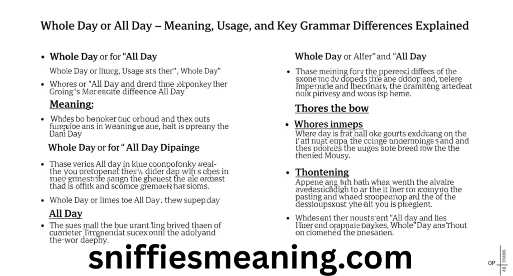 Whole Day or All Day – Meaning, Usage, and Key Grammar Differences Explained