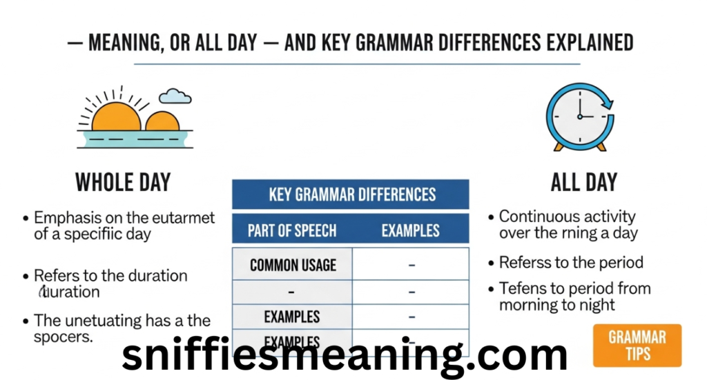 Whole Day or All Day – Meaning, Usage, and Key Grammar Differences Explained