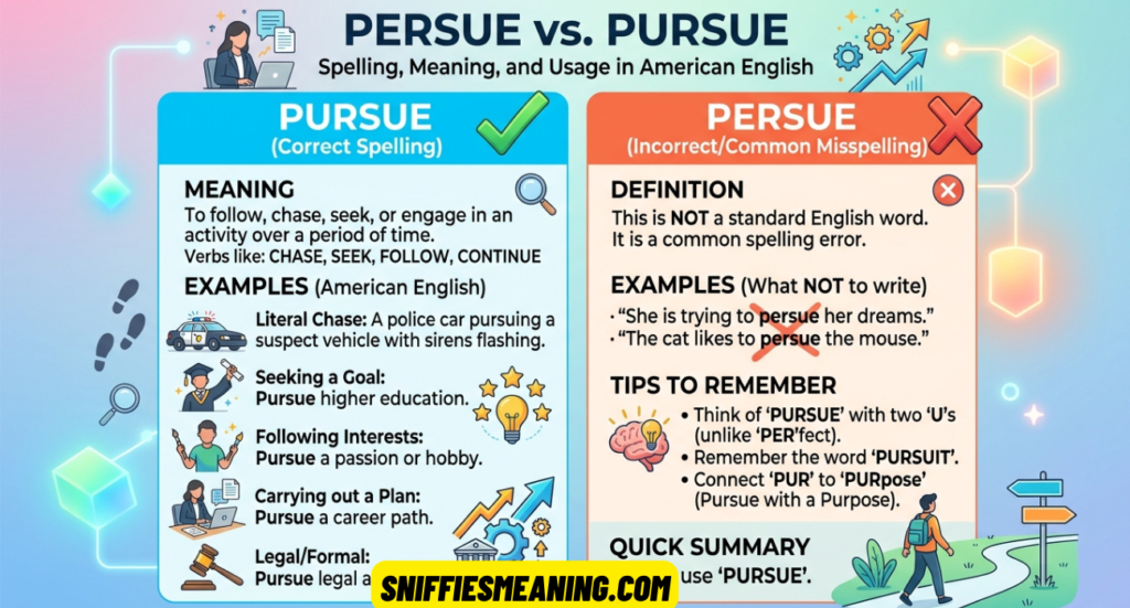 Persue vs Pursue: The Correct Spelling, Meaning, and Usage in American English