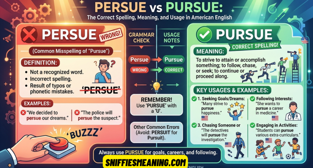 Persue vs Pursue: The Correct Spelling, Meaning, and Usage in American English