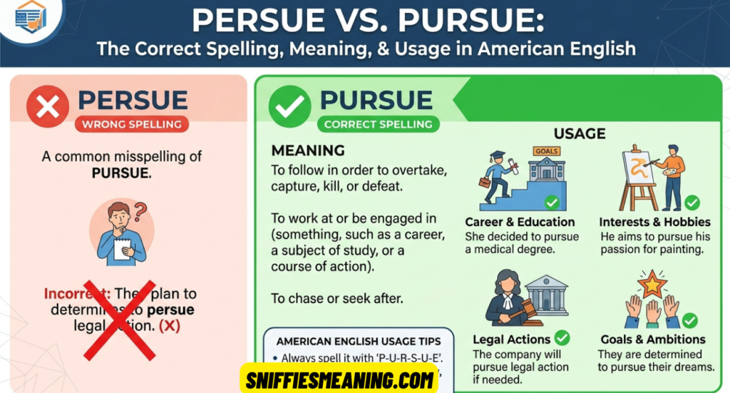 Persue vs Pursue: The Correct Spelling, Meaning, and Usage in American English