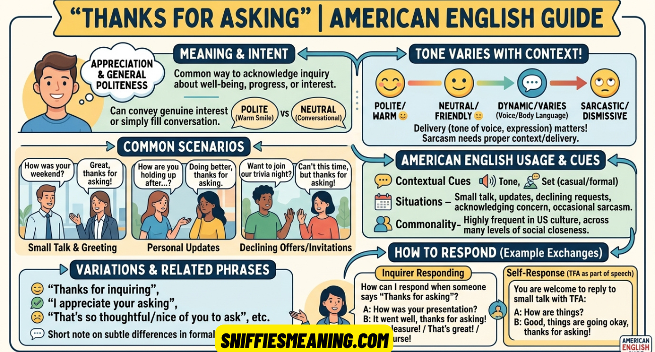 “Thanks for Asking” Meaning, Tone, and Usage in American English (Complete Guide)