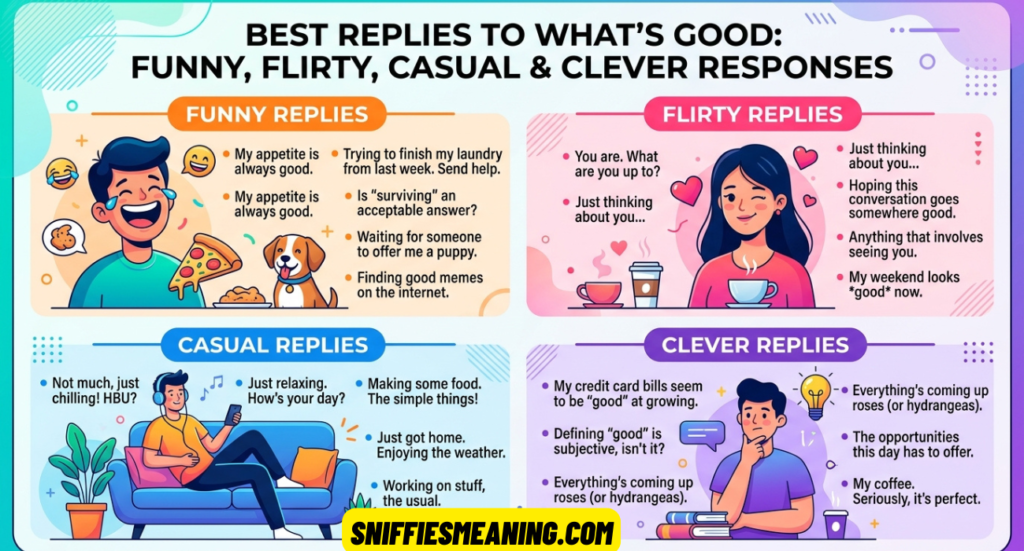 25+ Best Replies to What’s Good: Funny, Flirty, Casual & Clever Responses