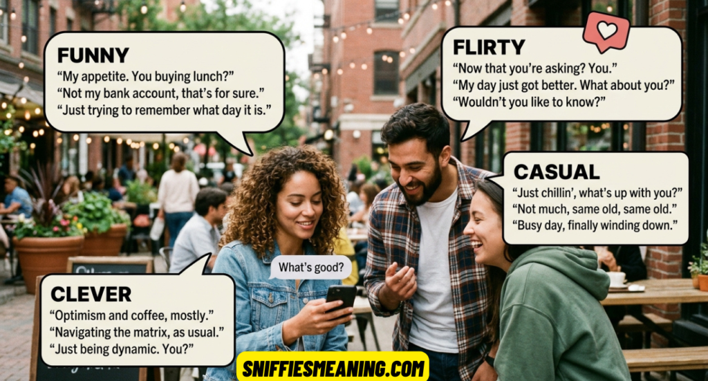 25+ Best Replies to What’s Good: Funny, Flirty, Casual & Clever Responses