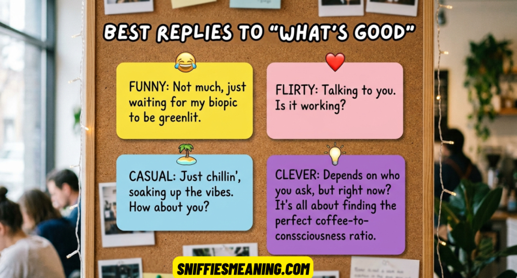 25+ Best Replies to What’s Good: Funny, Flirty, Casual & Clever Responses