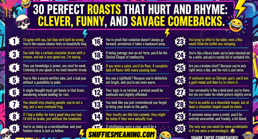 30 Perfect Roasts That Hurt and Rhyme: Clever, Funny, and Savage Comebacks
