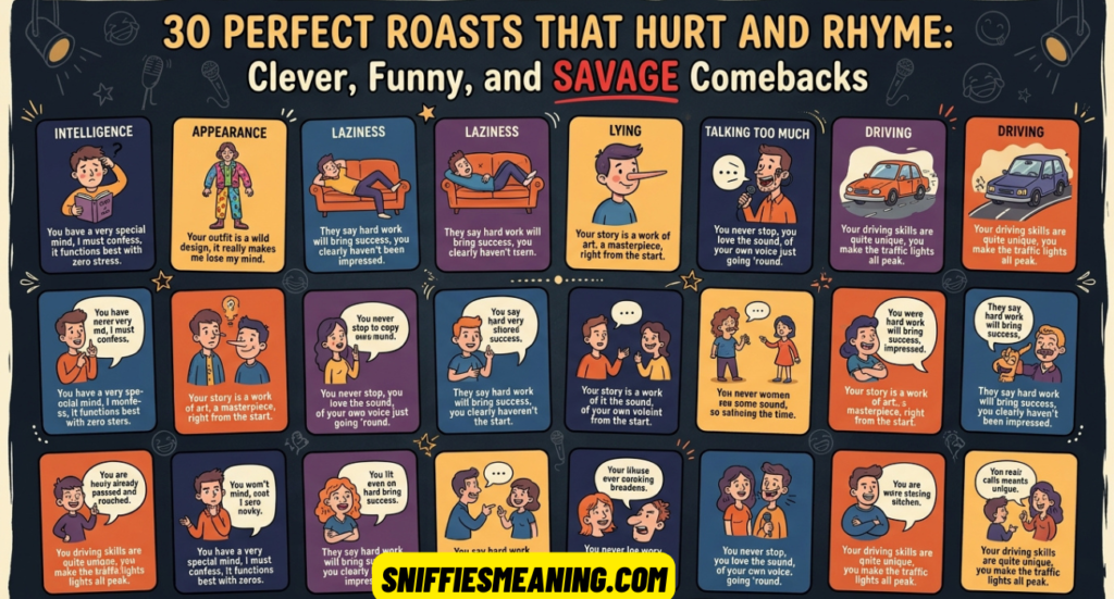 30 Perfect Roasts That Hurt and Rhyme: Clever, Funny, and Savage Comebacks