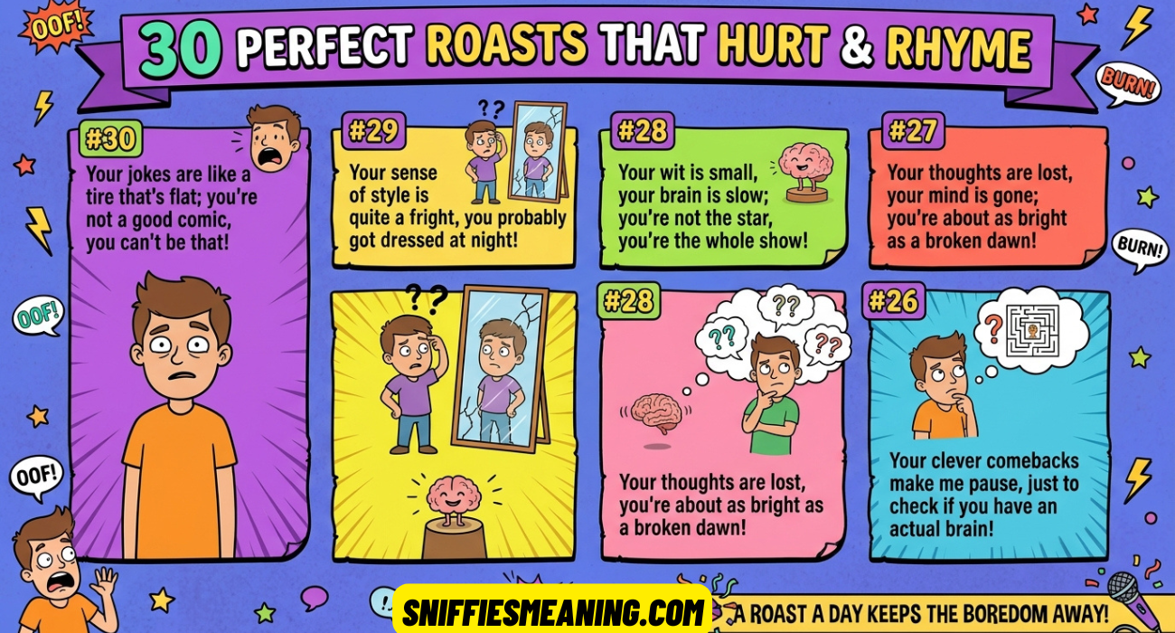 30 Perfect Roasts That Hurt and Rhyme: Clever, Funny, and Savage Comebacks