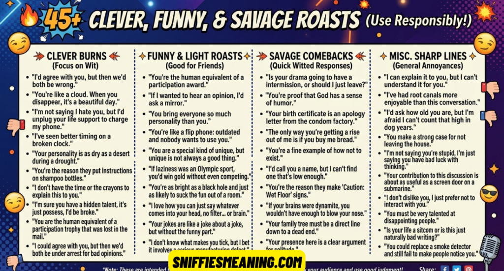 45+ Roasts That Hurt Badly: Clever, Funny, and Savage Lines
